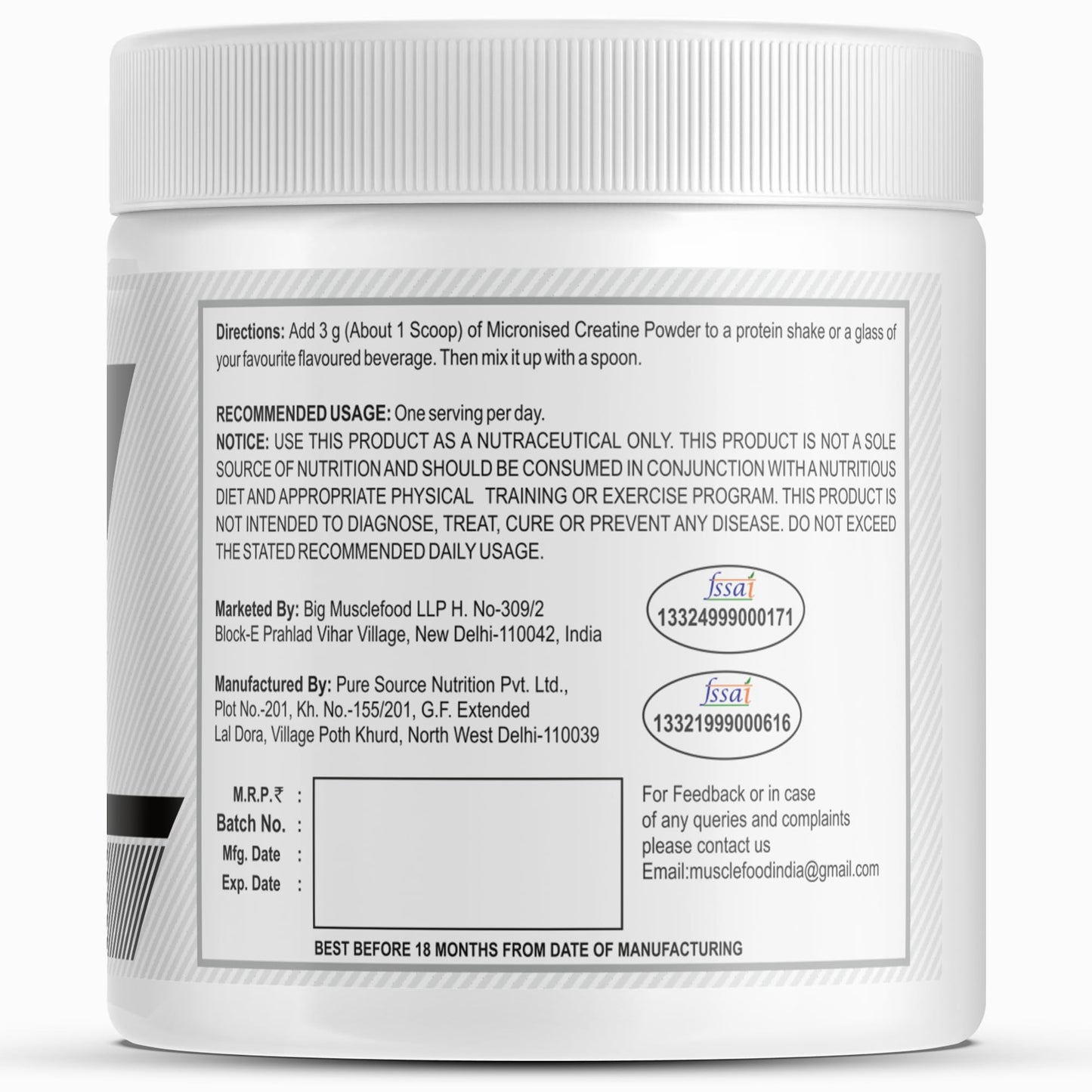 Musclefood Pure Micronised Creatine Powder | Unflavoured (100g, 33 Servings) | Supports Muscle Growth, Fast Recovery & Athletic Performance | Pre-Post workout Supplement for Men & Women | 3g Per Serve