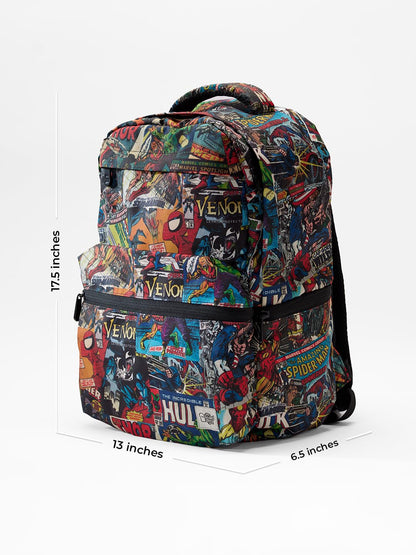 The Souled Store Marvel: Mightiest Heroes Backpacks | 19.47L Rugged Cotton Canvas Laptop Bag | 15.5 Inch Tech Sleeve & Luggage Strap | Premium Avengers Edition Travel & College Rucksack