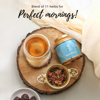 OH CHA - Green Tea, Morning Energise | Blended with 11 Magical Herbs, 100% Natural | Garden Fresh Whole Leaf Green Tea | Wellness Tea, Helps in Digestion, Metabolism, Weight Management | 35g Tin Caddy