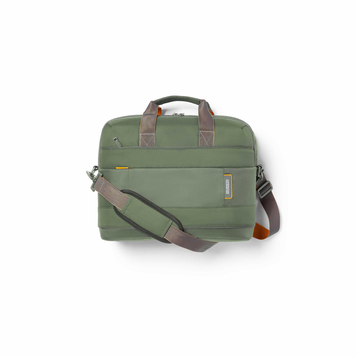 American Tourister Urban Biz Office Briefcase | 2 Compartments | Front Quick-Access Pocket | 14 Inch Laptop Compatible | Messenger Bag for Business | Detachable Shoulder Strap | Green