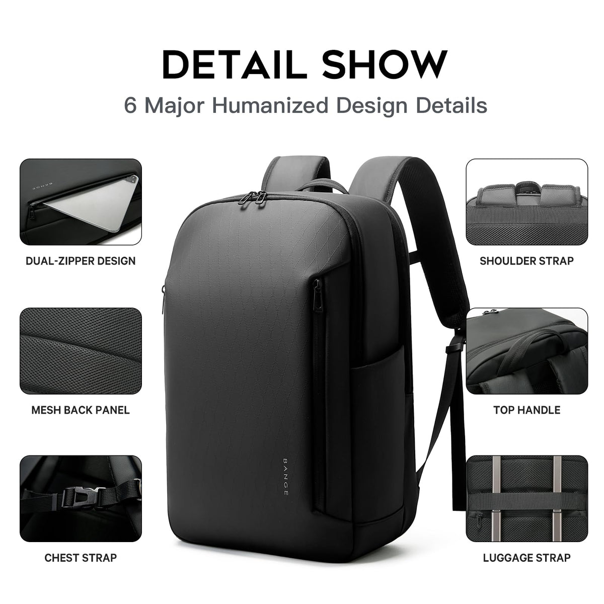 Red Lemon BANGE Venture 30L Laptop Backpack for Men & Women | Large Backpack with YKK Zippers | Water-Resistant, Durable Oxford & Nylon Fabric Fits 15.6" Laptops for Office & Travel (Black)