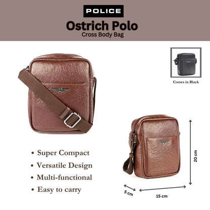 Police Men's Brown Color Cross Body Bag Made in PU