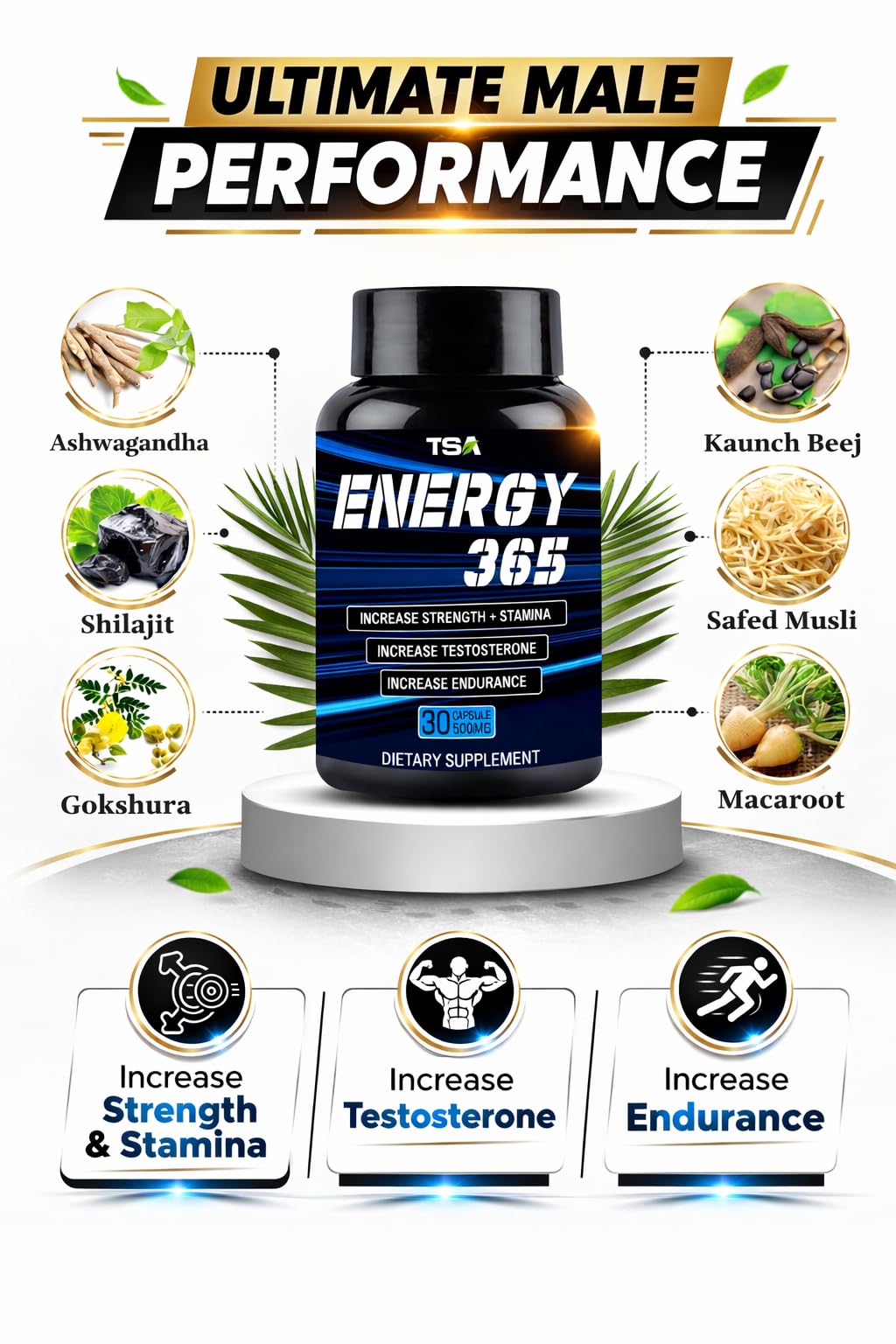 Natural Energy 365 Capsule Extract 500mg - 30 Veg Capsules