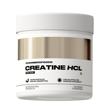 Chamberofgods Creatine Hcl | 40X Higher Absorption than Monohydrate | 100% Pure Unflavoured- 33 Servings