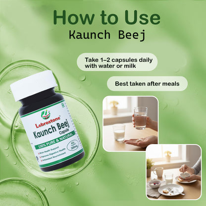 Lebrostone Kaunch Beej Capsules -45| Strength, Stamina & Vitality Support | Pure Ayurvedic Supplement
