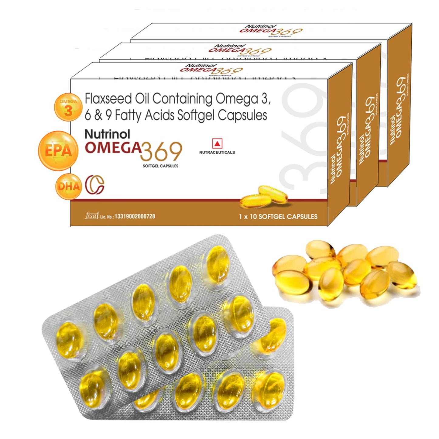 KNOLL HEALTHCARE Nutrinol Omega 3 6 9 Multivitamin Supplement for Men & Women (450 mg Omega Oil Concentrate with Flaxseed & Blackseed Oil) Fatty Acids (Omega 3 6 9, 10 Capsules)