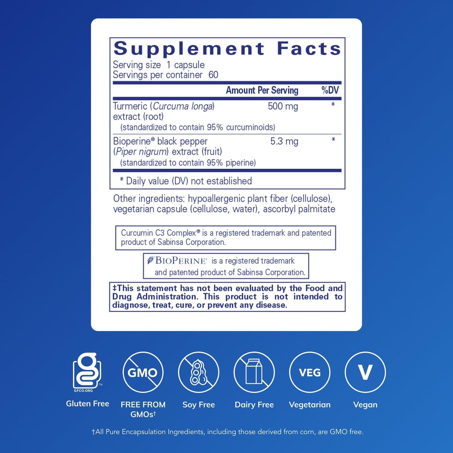 Pure Encapsulations Curcumin 500 with Bioperine® 60 caps