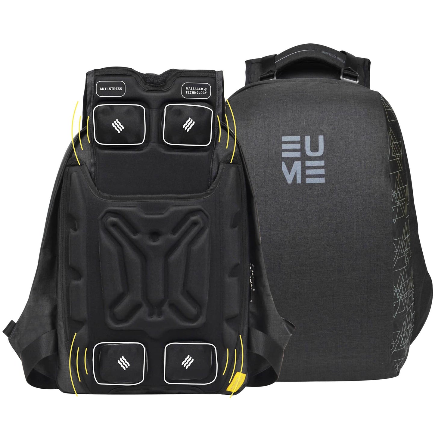 EUME GenX Premium 26L Massager Backpack for Men & Women with Built-in Massager Technology with 1 Year Warranty | Water Resistant & Anti-Theft Backpack for Office | Fits Up-to 15.6" Laptop | Grey Color