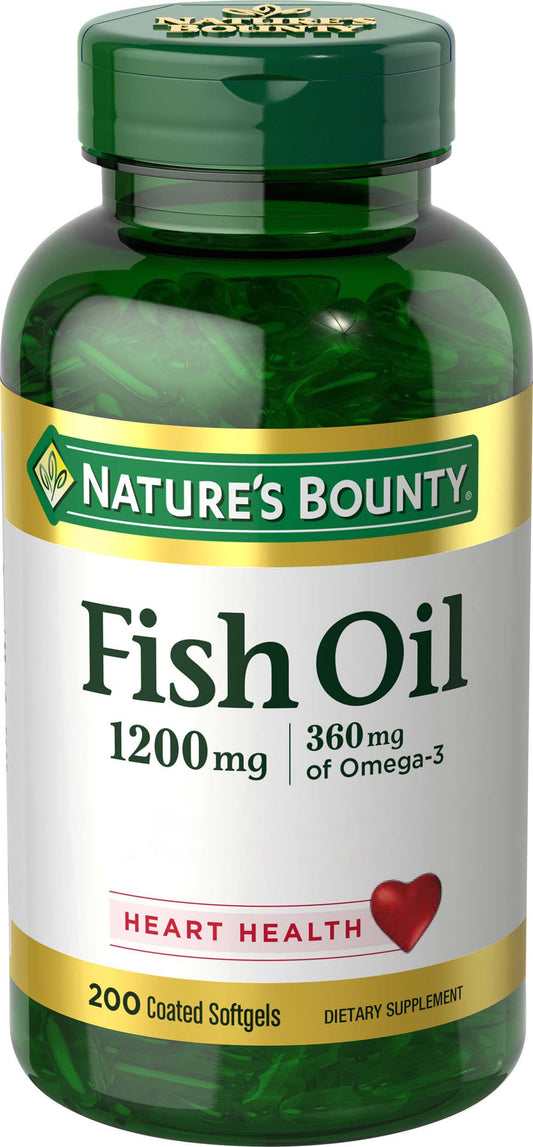 NATURE'S BOUNTY ODOR-LESS FISH OIL, 1200 MG, 350MG OF OMEGA-3, VALUE SIZE, 200 COATED SOFTGELS