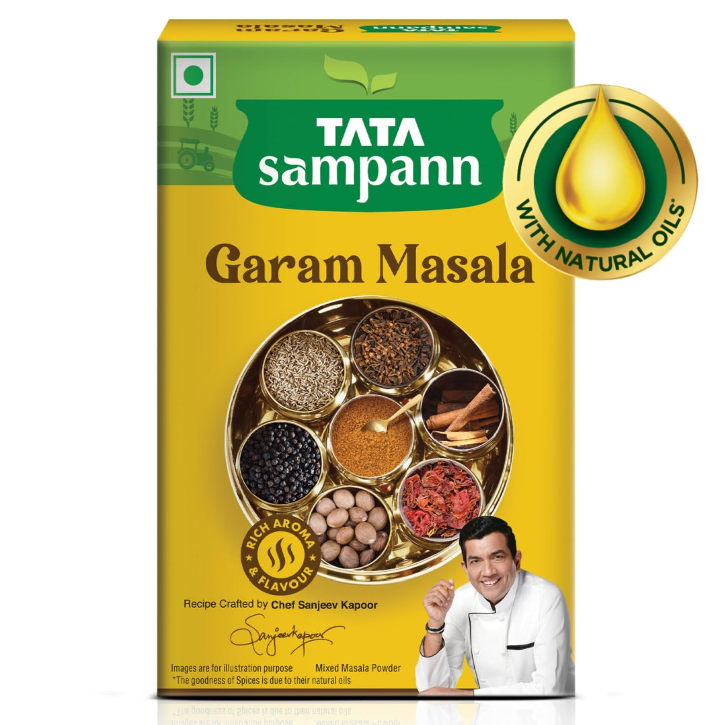 Tata Sampann Garam Masala Powder with Natural Oils, 100g, Crafted by Chef Sanjeev Kapoor, With Chef’s Exclusive Tip, Rich Aroma & Flavour