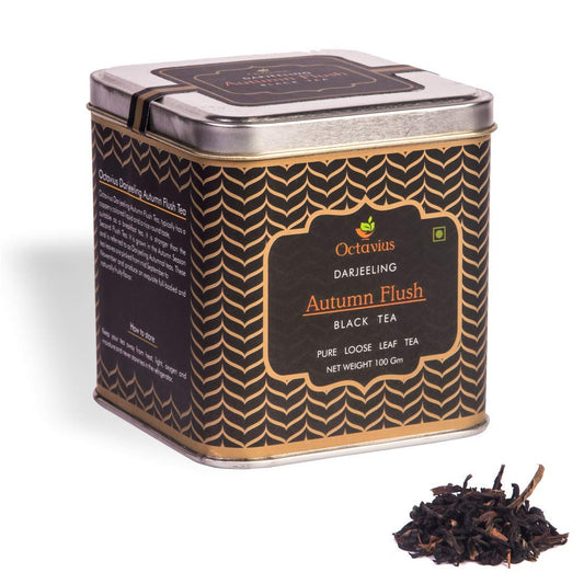 Octavius Darjeeling Autumn Flush Whole Leaf Black Tea | Well Balanced, Smooth, Sweet, Fruity, Floral Brew | Also Robust & Full Bodied | 100 GMS (50 Cups)