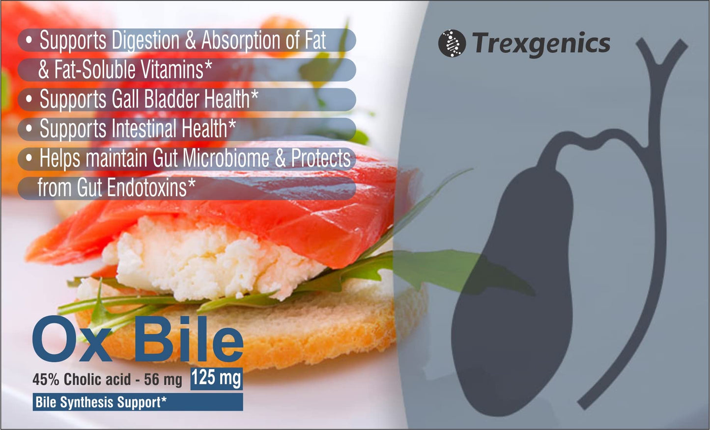 Trexgenics BILE EXTRACT 125mg 45% CHOLIC ACID Bile Synthesis Support (1- image 4