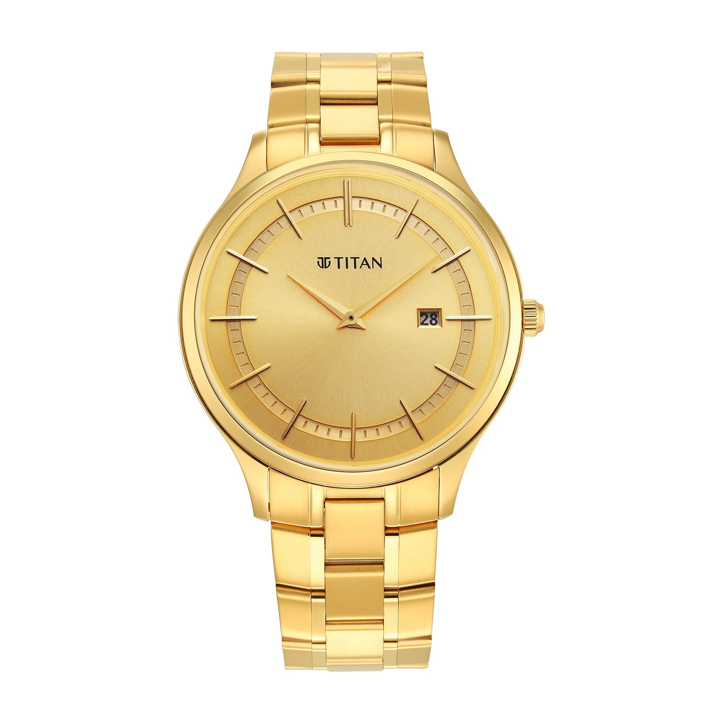 Titan Classique Slimline Champagne Dial Analog with Day and Date Stainl- image 5