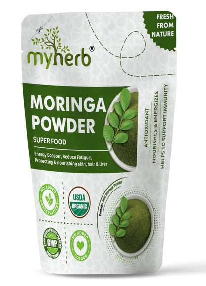 MYHERB Organic Moringa Powder | 227 gm/0.5 Lbs | Ayurvedic For Men And Women