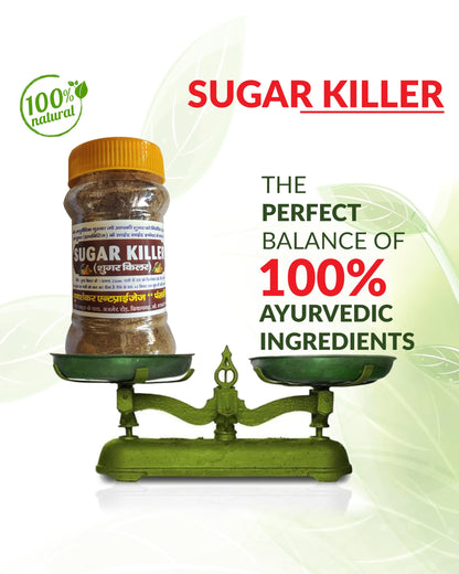 Sugar Killer Ayurvedic Diabetes Control Powder | Maintains Digestion & Cholesterol Level | Ease Tingling Of Hands & Feet | Multi Vitamin Neem, Amla Powder | Pack of 2, (200gm)