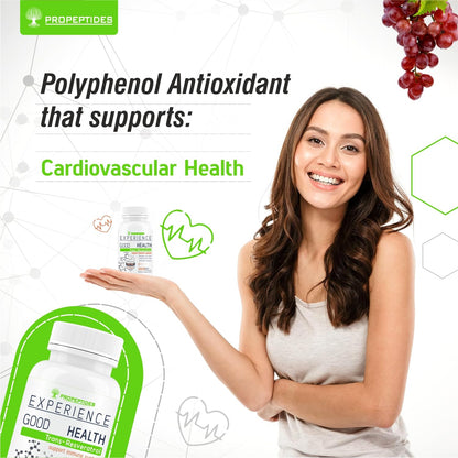 Propeptides Resveratrol Supplements Trans 500 mg With Grape Seed Extract, Quercetin Powder, Pomegranate, Improves Metabolism And Heart Health Care Supplement- 60 Tablets (No Capsules Pack1)
