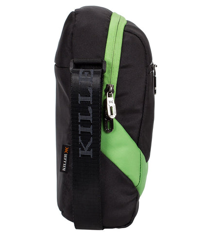 Killer Brisbane Stylish Travel Sling Bag - Black-Green Water Resistance Polyester Bag with Multiple Pockets and Padded Section for iPad/Tablet