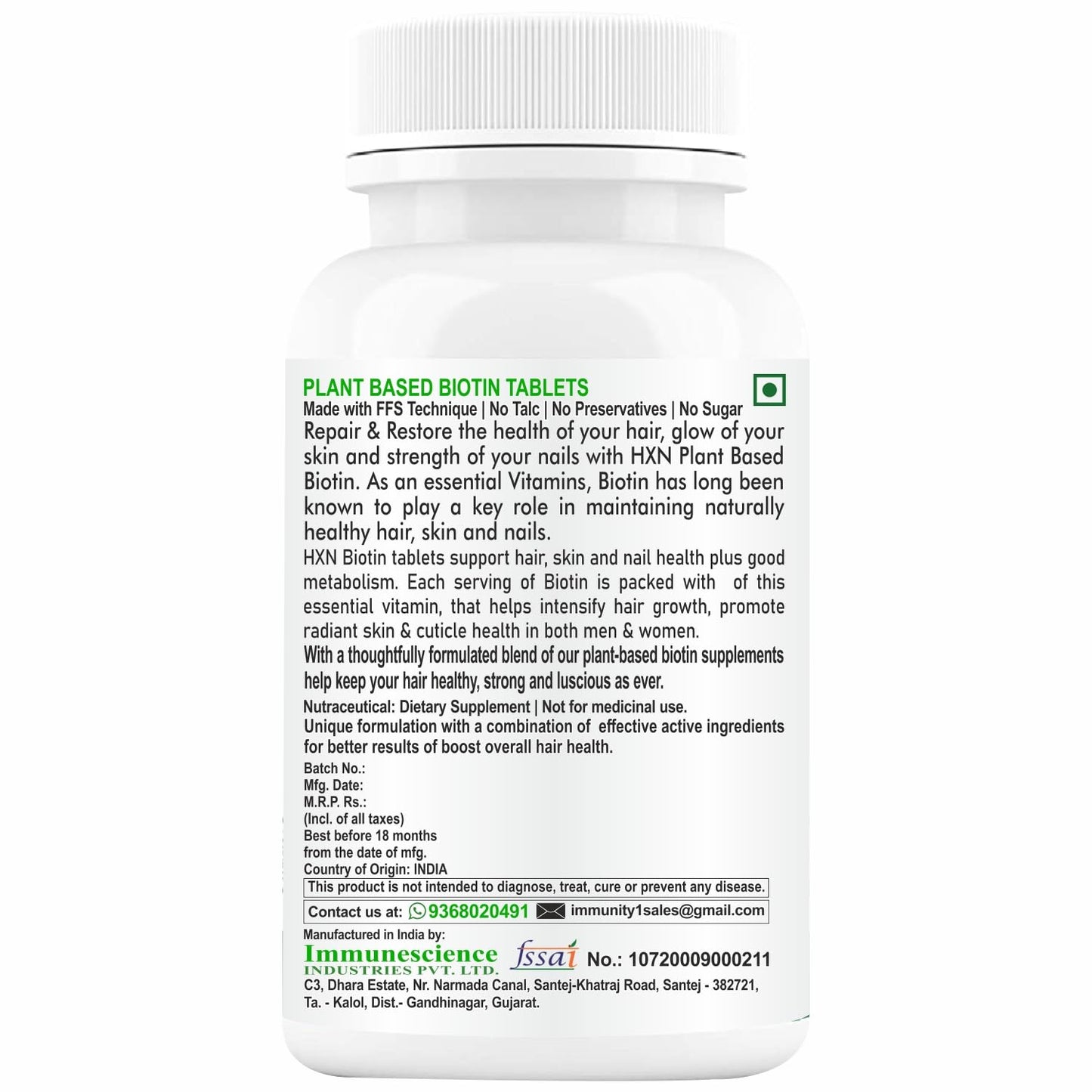 HXN Biotin Tablets For Hair Growth With 10000mcg Powder Plant-Based Sup- image 7