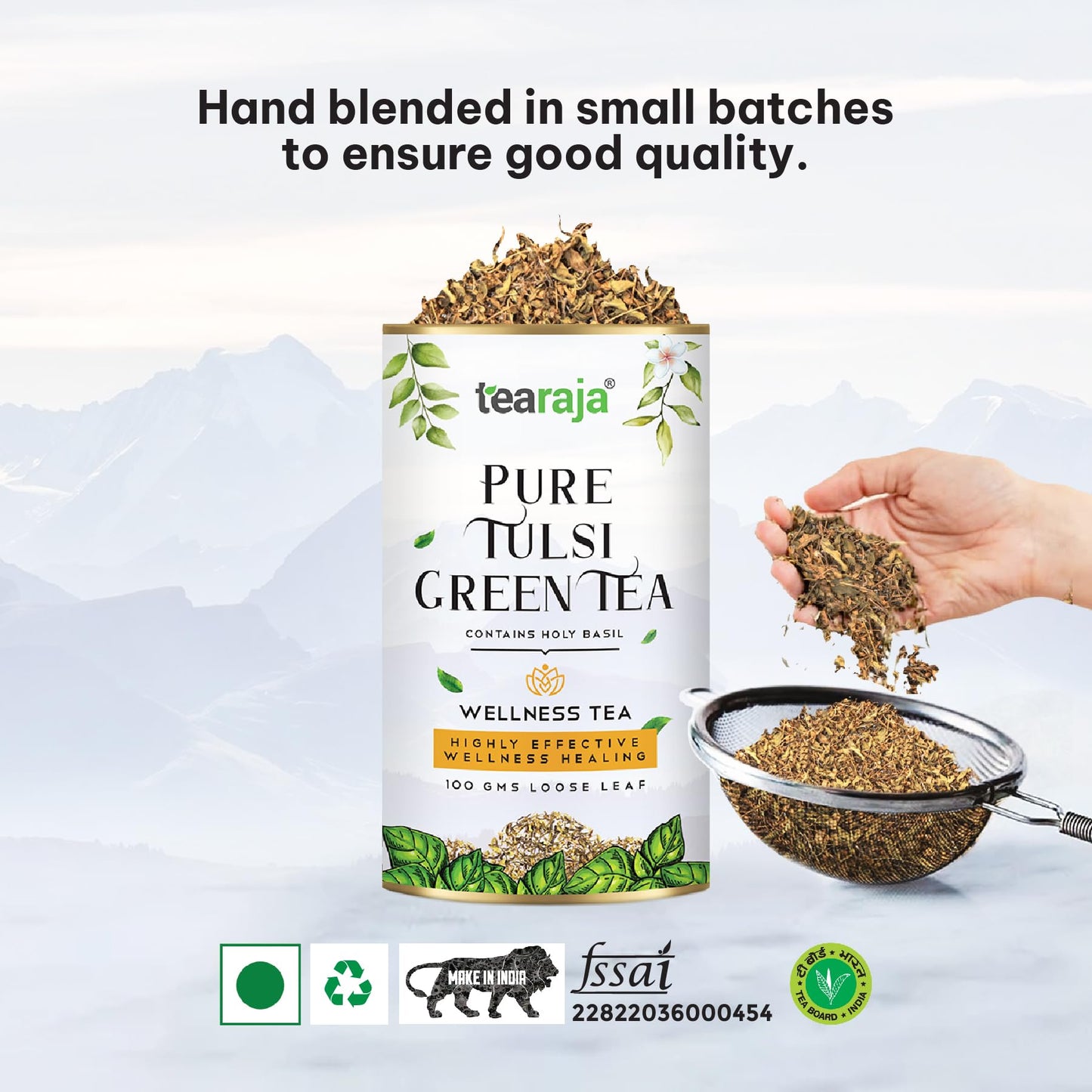 Pure Tulsi Tea 100 GMS | Holy Basil | Pure Herbal Tea |100 % Natural Whole Leaf | Caffeine Free | High in Anti-oxidant |