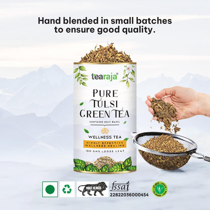 Pure Tulsi Tea 100 GMS | Holy Basil | Pure Herbal Tea |100 % Natural Whole Leaf | Caffeine Free | High in Anti-oxidant |