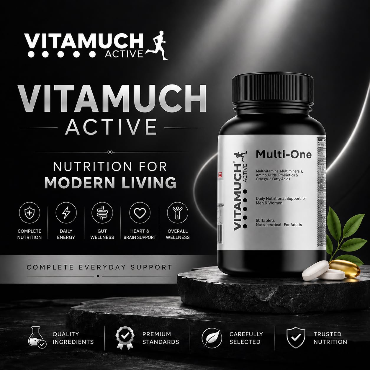 Vitamuch Multi-One Daily Multivitamin Tablets for Men & Women | Vitamins, Minerals, Amino Acids, Probiotics & Omega-3 | Boosts Immunity, Energy & Overall Health | 60 Tablets