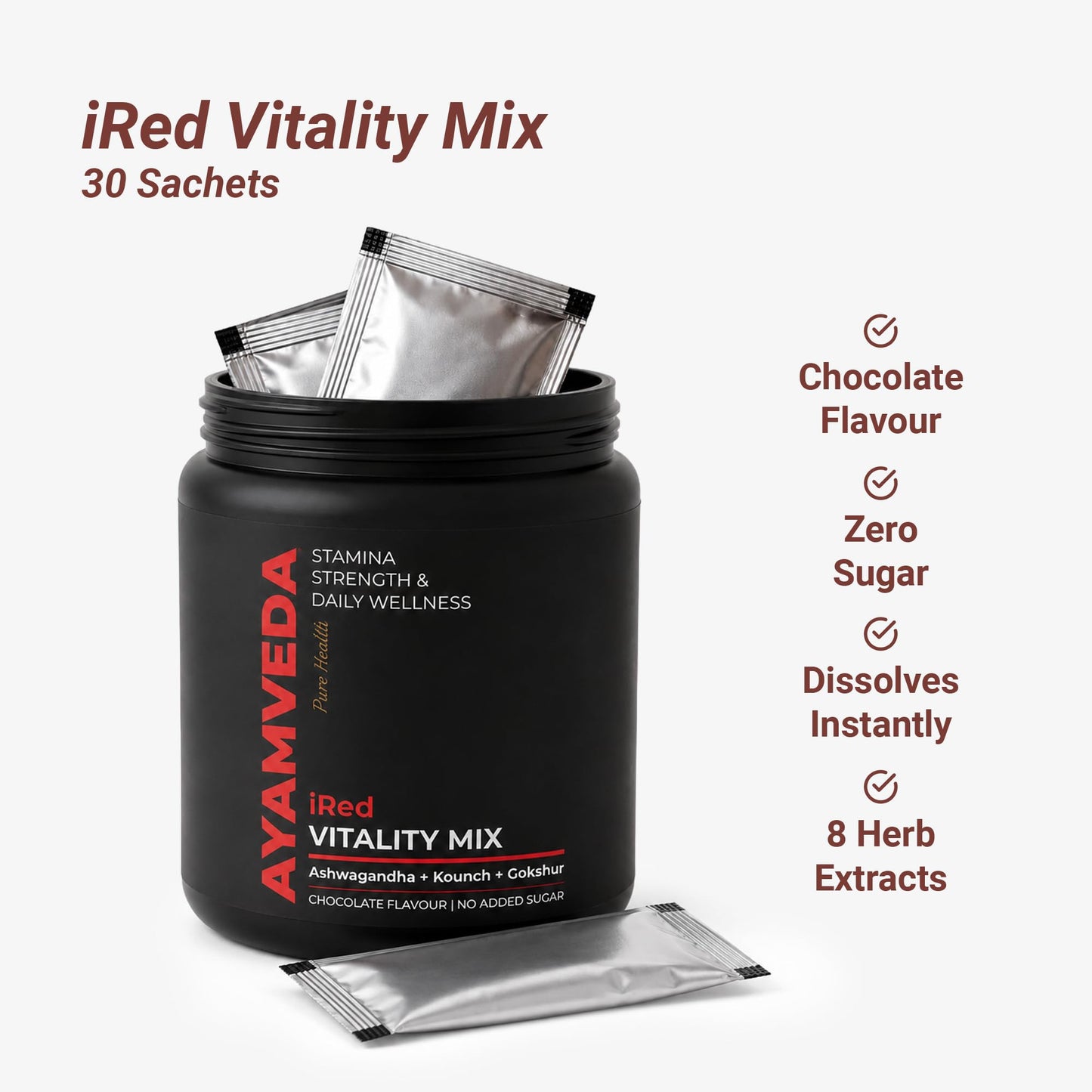 Ayamveda Vitality Mix Gym Edition | Ayurvedic Energy & Recovery Supplement for Men | Ashwagandha, Shilajit, Maca & Safed Musli Blend | Supports Strength, Stamina & Gym Performance