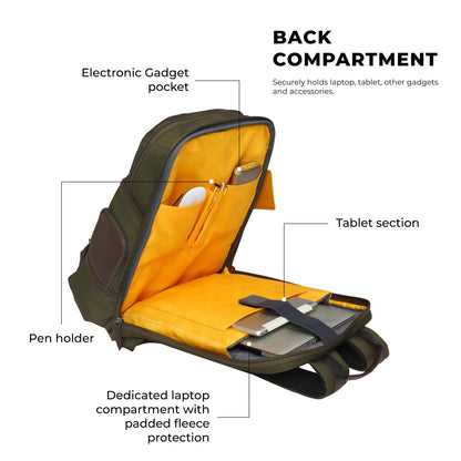 EUME Asher 32L Laptop Bag for Men | 2 Large Compartment | Fits Up to 15.6" Laptop | Nylon Fabric Travel Backpack | Travel Backpack for Men & Women