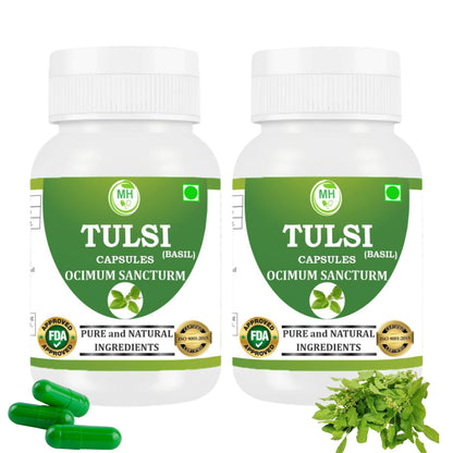 Morsan Healthcare TULSI Capsules – 60 Veg Capsules | Pure Holy Basil Extract (Ocimum sanctum) | Natural Ayurvedic Herbal Supplement | Plant-Based Formula | Pack of 2