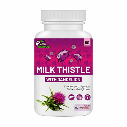 Nutramagik Milk Thistle with Dandelion Root Extract - Detox and Liver Support Blend (60 Capsules, 1)