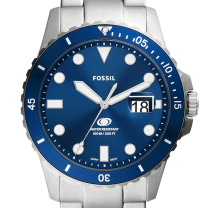 Fossil Analog Blue Dial Men's Watch-Fs6029 - Stainless Steel