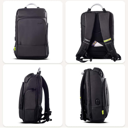 Timus Seattle Black Professional Laptop Backpack for Men & Women 24 L with 15.6 Inch Laptop Compartment | Water resistant with USB Port Anti-Theft Bag | Premium Polyester Fabric