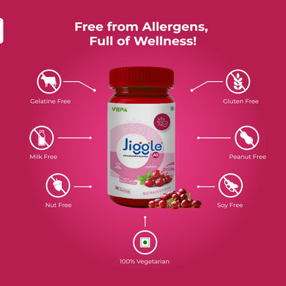 Jiggle AG Ashwagandha Gummies I Stress Relief Adoptogen Ashwagandha I Aswagandha Root Extract I Energy Boost I Immunity I Mood I No Added Sugar I Cranberry-Mint Flavour I 30 Gummies