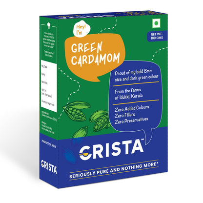 CRISTA 100gm Whole Green Cardamom | Elaichi | Elaichi Green | Choti Elaichi | Elaichi Tea | Cardamom 8mm