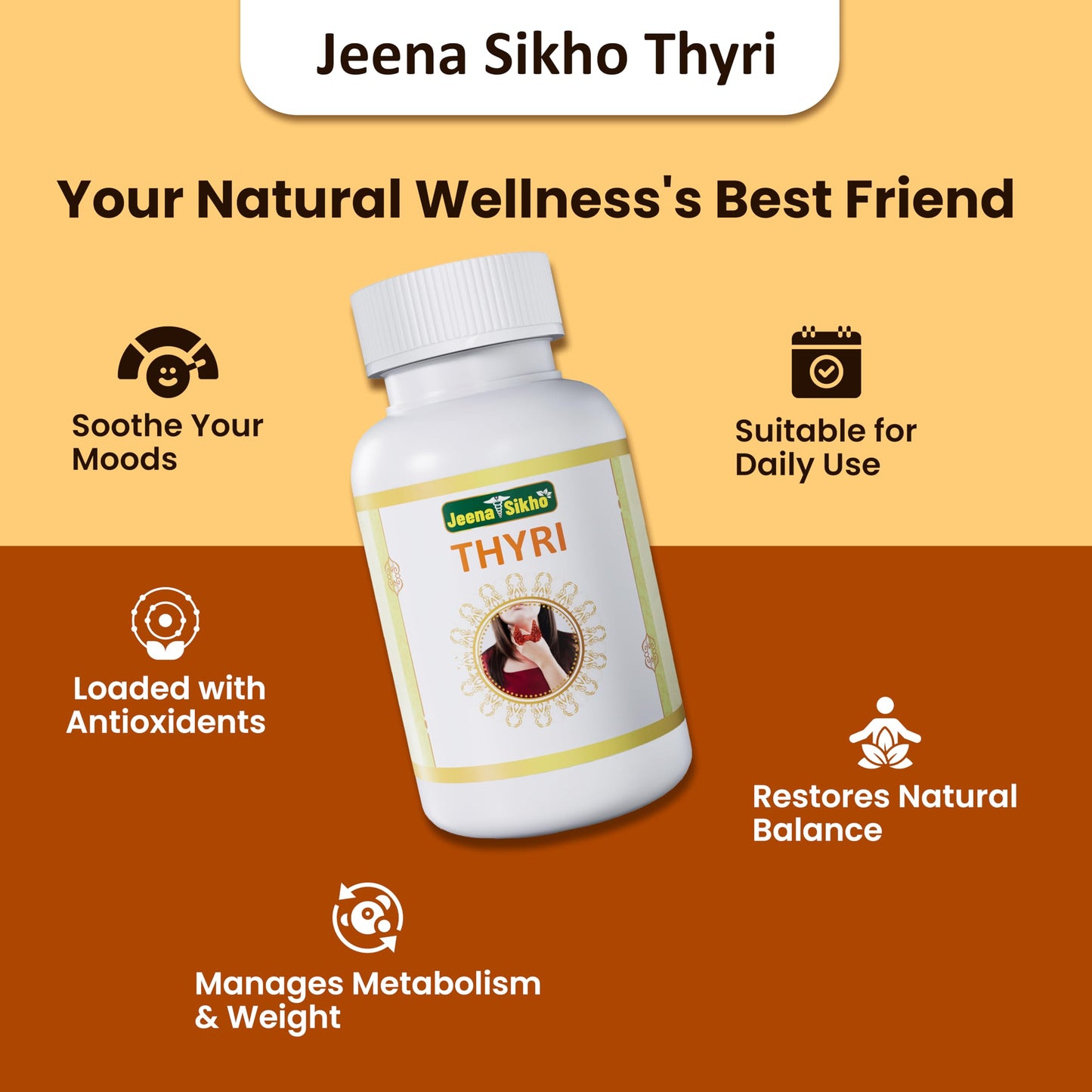Jeena Sikho Thyri | Herbal Supplements For Thyroid Care | Naturally Blended With Punarnava, Sunthi, And Ashwagandha | Ayurvedic Remedy For Good Health, 60 Capsules