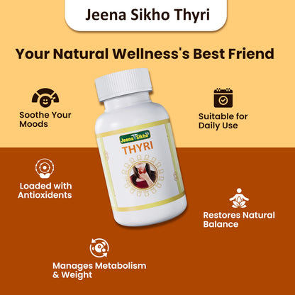 Jeena Sikho Thyri | Herbal Supplements For Thyroid Care | Naturally Blended With Punarnava, Sunthi, And Ashwagandha | Ayurvedic Remedy For Good Health, 60 Capsules
