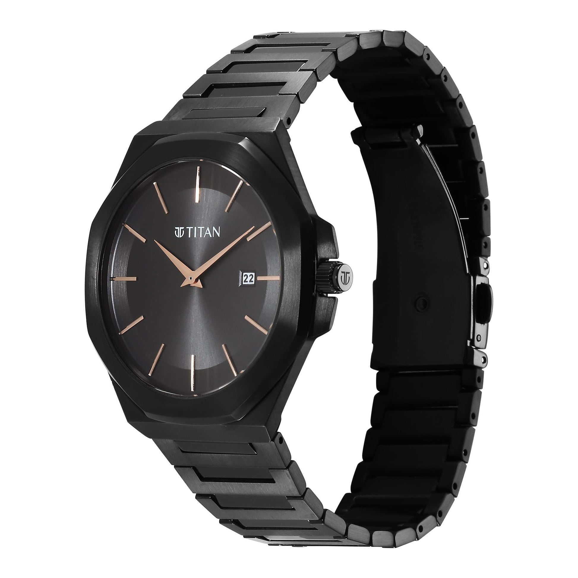 Titan Classic Slim Quartz Analog with Date Black Dial Stainless Steel S- image 2