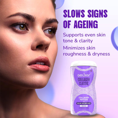 GELIXER Classic Unflavoured Collagen Powder 180g, Premium Japanese Marine Collagen Peptides for Skin, Hair, Nail, Bone & Joint Wellness