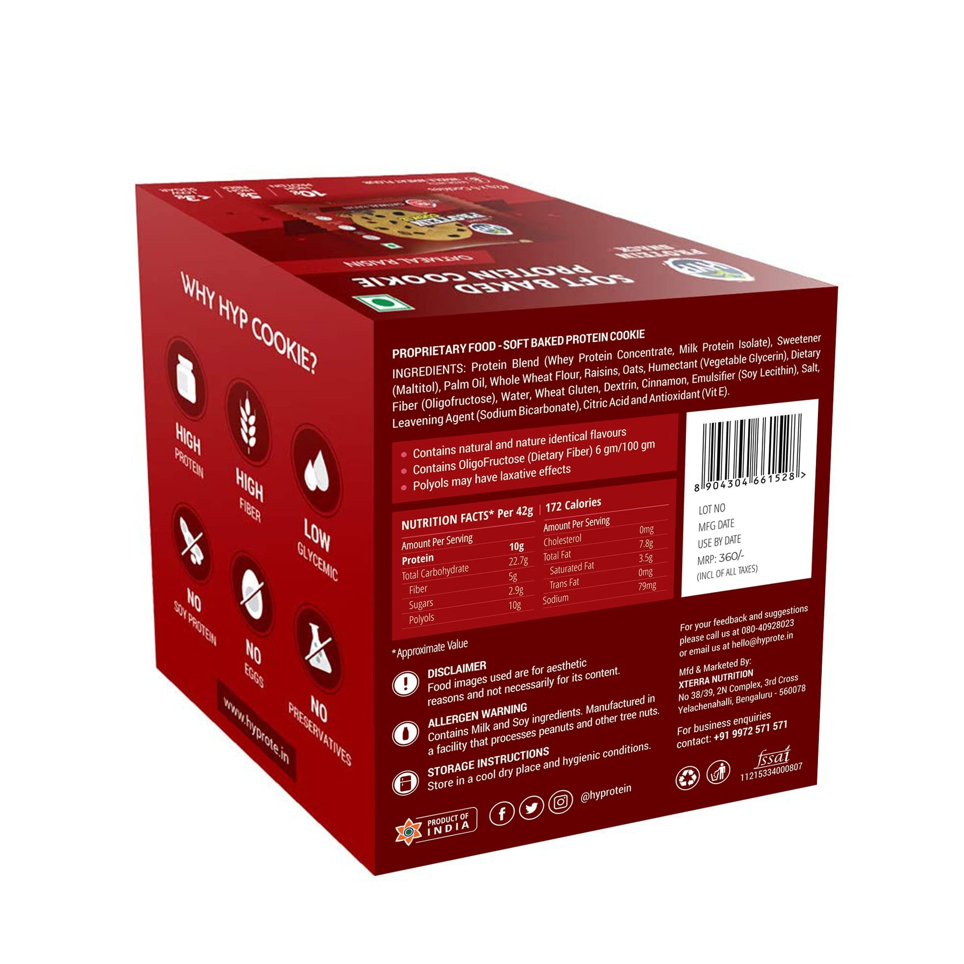 HYP- Protein Cookies, Oatmeal Raisin Cookies (6x42g) | 10 g Protein per- image 7