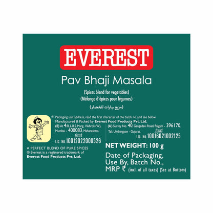 Everest Masala - Pav Bhaji, 100G Carton, Vegetable Masala