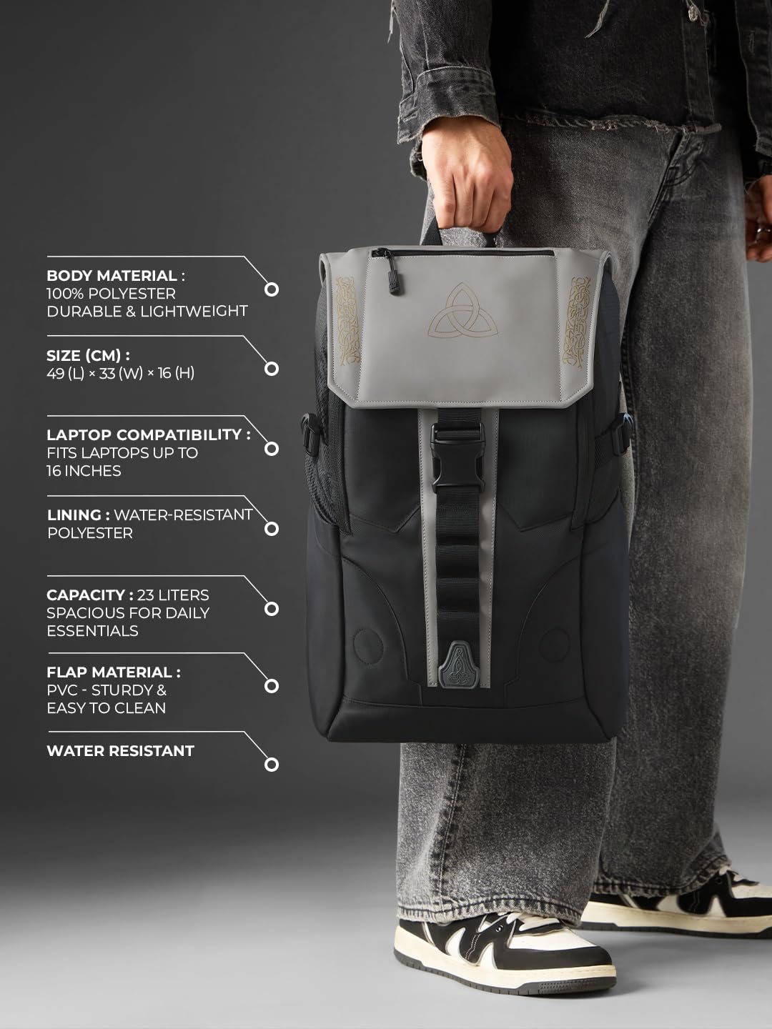 The Souled Store Thor: Mjolnir Backpacks | Official Marvel Merchandise | Premium Water-Resistant Laptop Bag with Hammer Graphic | Durable Urban Travel Rucksack for Men & Women | God of Thunder Edition