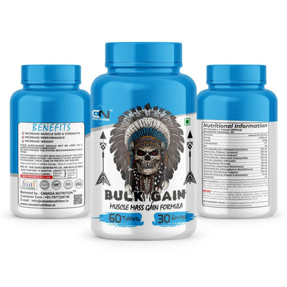 Canada Nutrition Bulk Gain Mass & Weight Gainer Capsule for Fast Weight & Muscle Gain, Daily Muscle Building Weight Lifters Supplement for Muscle Growth, Stamina & Strength, For Men & Women- 60 Cap.