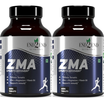 End2End Nutrition Zinc Magnesium Aspartate (ZMA) Supplement for Men & Women with Tribulus, Vitamin B6 and Piperine | High Absorption for Better Sleep, Muscle Cramps, Nerves Health & Sports Recovery - 120 Tablets