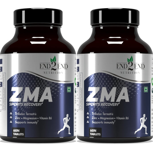 End2End Nutrition Zinc Magnesium Aspartate (ZMA) Supplement for Men & Women with Tribulus, Vitamin B6 and Piperine | High Absorption for Better Sleep, Muscle Cramps, Nerves Health & Sports Recovery - 120 Tablets