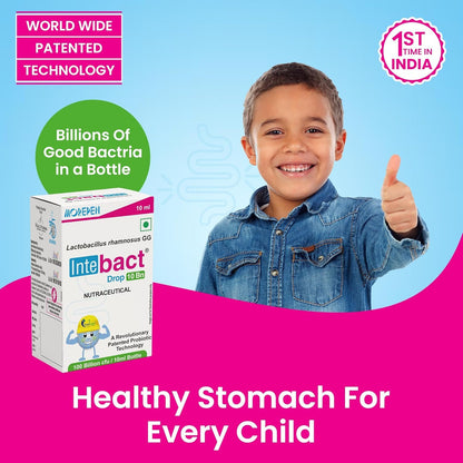 Morepen INTEBACT PROBIOTIC DROPS 10BN CFU|Supplement for Gut Health - 10 ml pack of 2