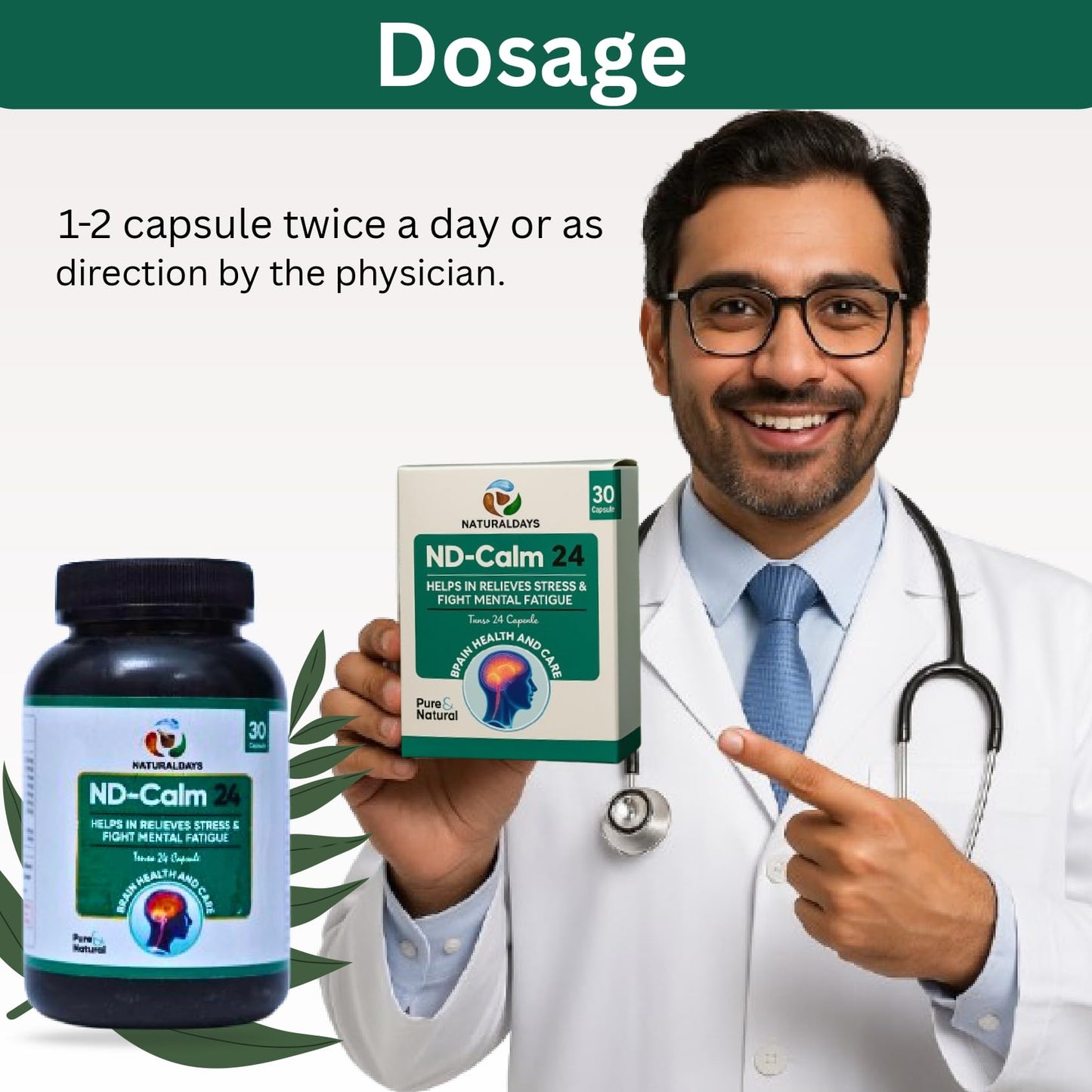 Naturaldays ND-Calm 24 – Natural Stress Relief & Mental Fatigue Support – Brain Health & Care – 30 Capsules