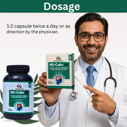 Naturaldays ND-Calm 24 – Natural Stress Relief & Mental Fatigue Support – Brain Health & Care – 30 Capsules