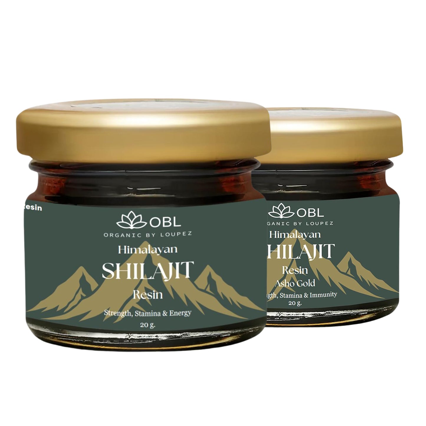 OBL ORGANIC BY LOUPEZ Shilajit Resin |For Strength, Stamina & Energy Muscle Booster| and Supplement - Pack Of 2-(Ashogold & Unflavoured)