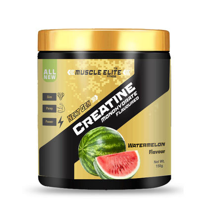 Muscle Elite Fitness Micronised Creatine Monohydrate Powder | Supplement For Lean Muscle Growth | Creatine Powder for Pre-Workout and Post Workout | [50 Servings, Watermelon] with Shaker