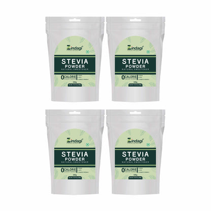 Zindagi Stevia Powder (Reb A 99%) Extract | Sugar Subsitute | Stevia Natural Sugar-free Powder In Bulk | 500 gm | Pack of 4