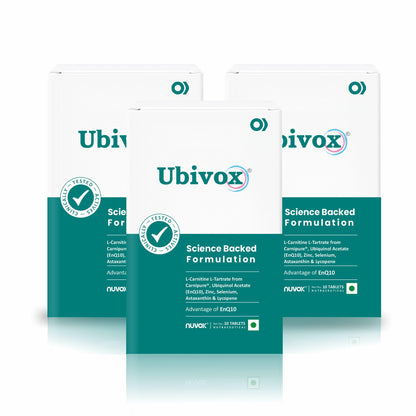 Ubivox - enriched with Coenzyme Q10, L-Carnitine, Zinc, Selenium, Astaxanthin & Lycopene for boosting energy, enhancing virility - 30 Tablets